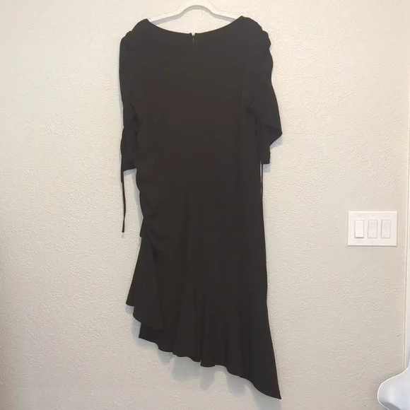 Rodarte x Universal Standard short ruched sleeve black midi sheath dress - Picture 10 of 13